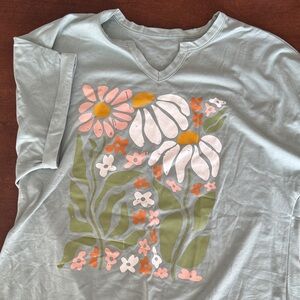 Floral Graphic Tee in sage green